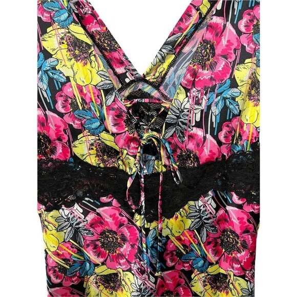 New Saints of June Night Gown Multicolor Floral Lace Silk Type V-Neck‎ Small - Picture 6 of 12